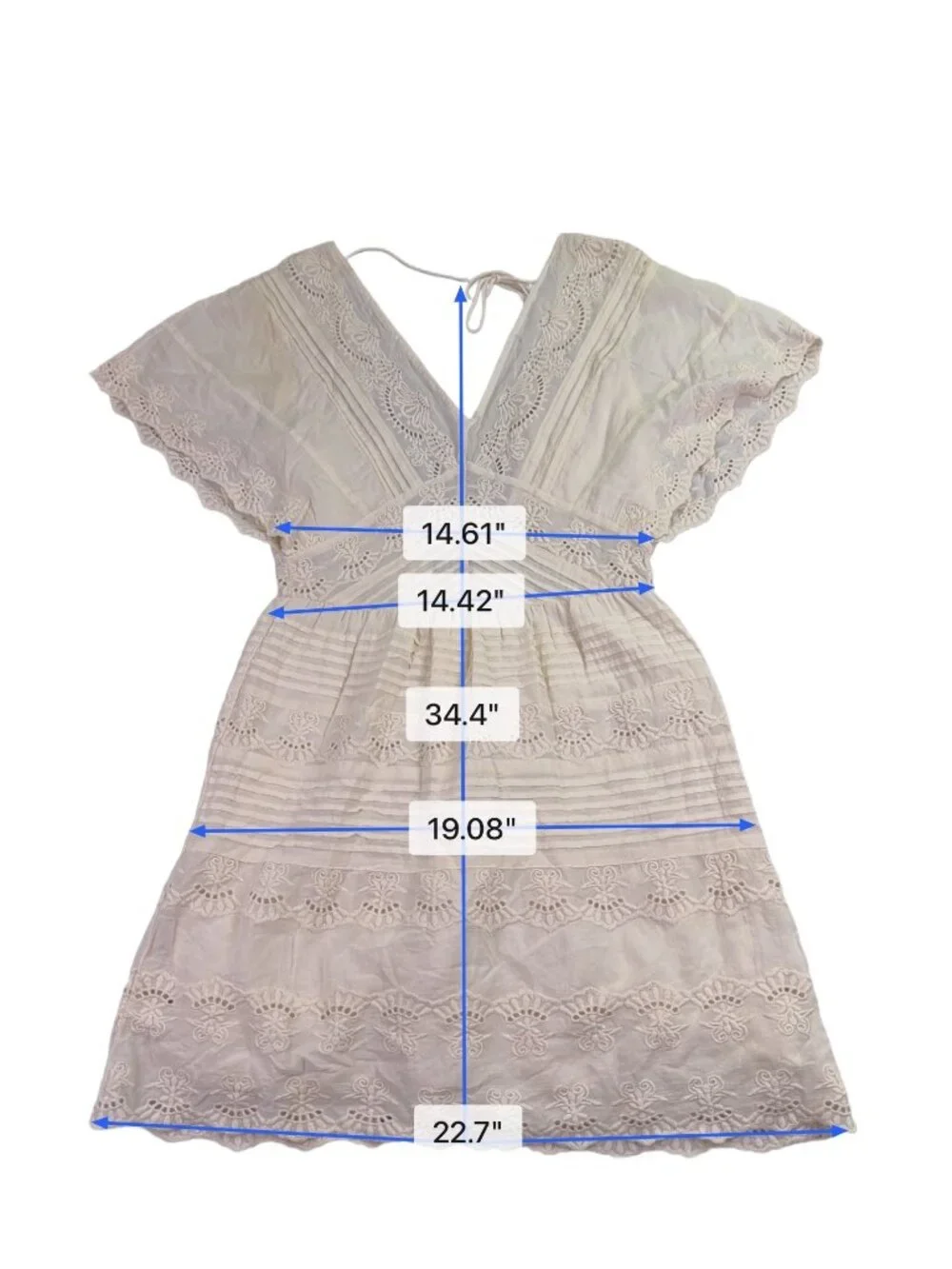 Amuse Society Womens White Cotton Lace Embroidered Mini Dress Boho Style Size S